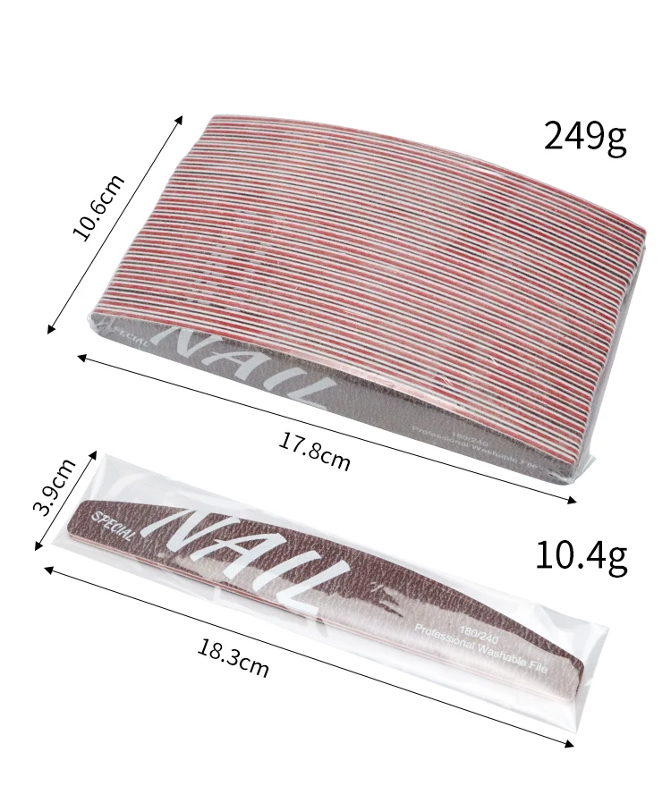 180240 Half Moon Shaped Washable Nail Art Scrub Strip File & Sanding Tool for Nail Trimming Care & Styling