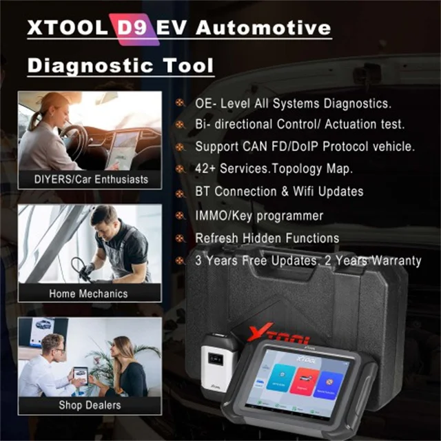 Ev Scanner D9ev XTOOL D9EV D9 EV Car Diagnostic Tools for Tesla / BYD Energy Vehicles Detection Active Test, Topology Mapping