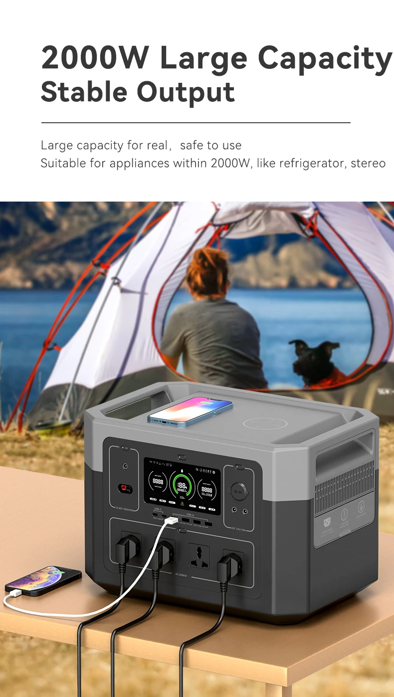 Charging Solar Generator 2000w Lifepo4 Power Station Portable Solar ...