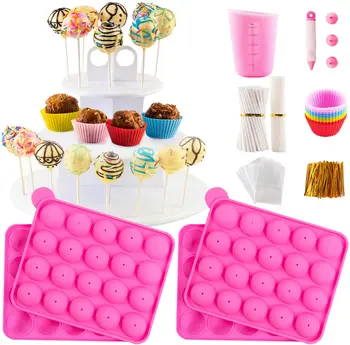 20 Capacity Silicone Lollipop Molds,Chocolate Hard Candy Mold with 20pcs 4 inch Lollypop sucker sticks