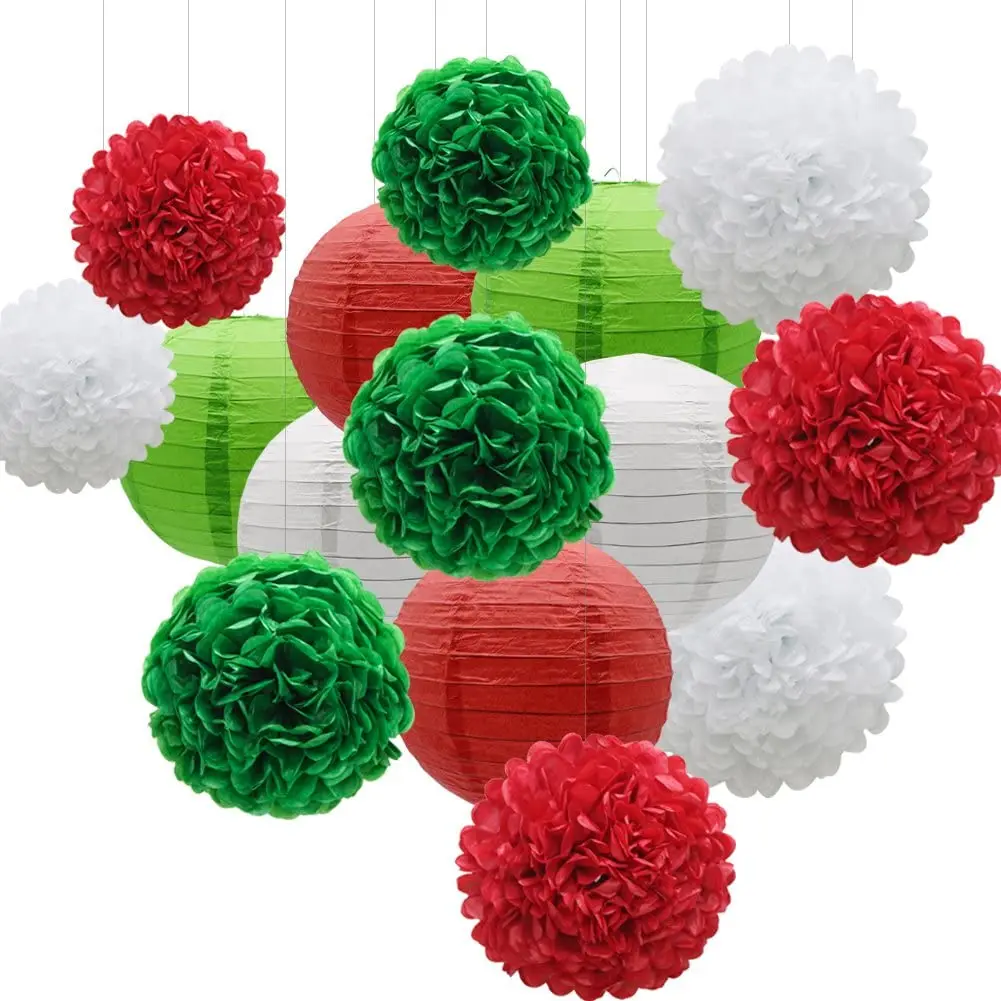 ハンギングパーティーデコレーションセット 15個の赤緑白紙の花ポンポンボールと結婚式の装飾用の提灯 Buy 結婚式の装飾のための白い金属のランタン 結婚式の人工紙の花のボール 結婚式のための吊り花のボール Product On Alibaba Com