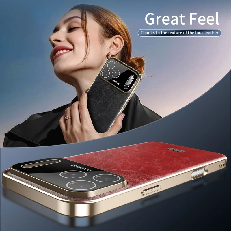 New Electroplating Oil Wax Crazy Horse Hide Leather Phone Case for iPhone 17 15 16 Pro Max With Glass Lens Film Shockproof Cover