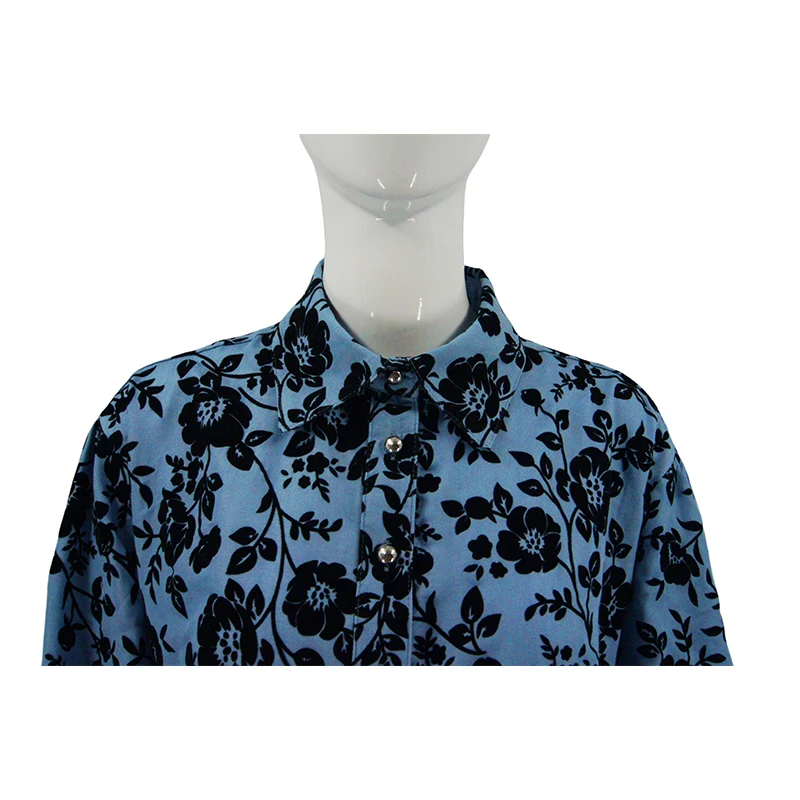 Muslim Casual Loose 2 Piece Set for Women Lantern Sleeve Tunic Bandage Top and High Waist Printed Pleated Dress Set