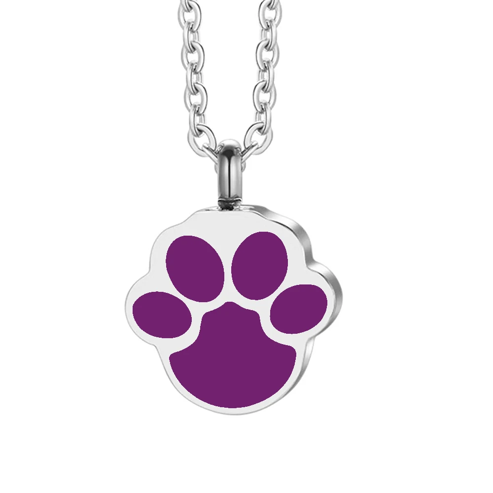 Cremation jewelry stainless steel urn cat paw urn necklace cat and dog ashes memorial pet urn pendant mini souvenir urn pendant