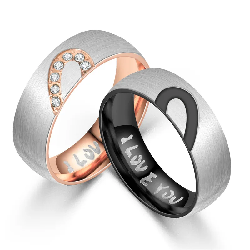 Amazing Titanium Stainless Steel Loving You Wedding Band Set Anniversary Engagement Promise Couple Ring 