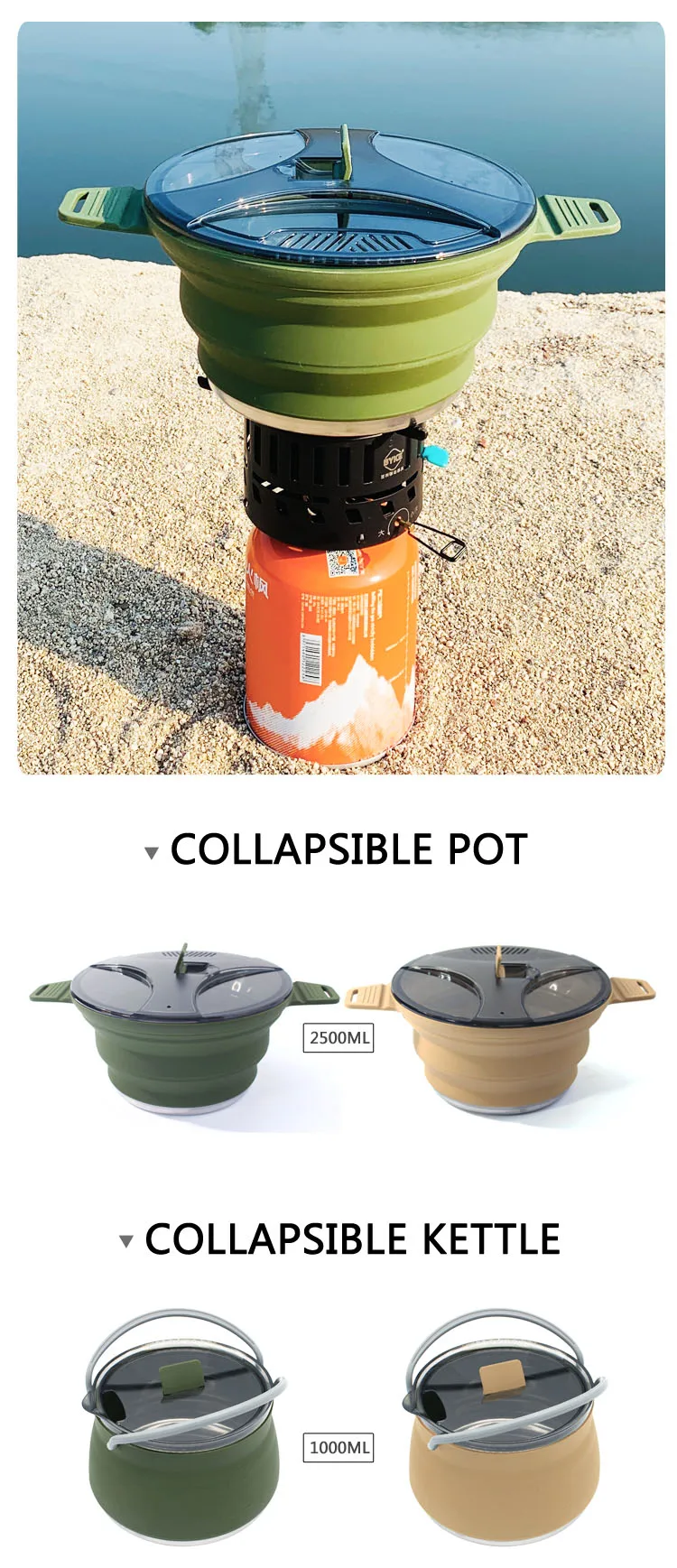 2.5l New Product Custom Silicone Collapsible Camping Cook Pot Buy