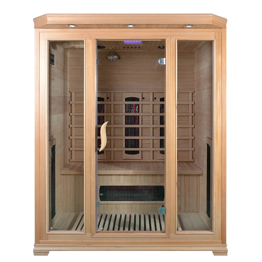 Smartmak Factory Price Solid Wood Indoor Low EMF 3 Person Far Infrared Sauna Room for Sale