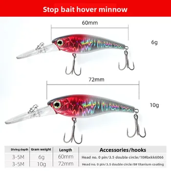 ABS 6g/10g Artificial Hard Bait Pumping Stop Bait Long Tongue Mino Hover Mino Hooks Mandarin Fish Perch Wild Fishing – Hard Lure – view 3