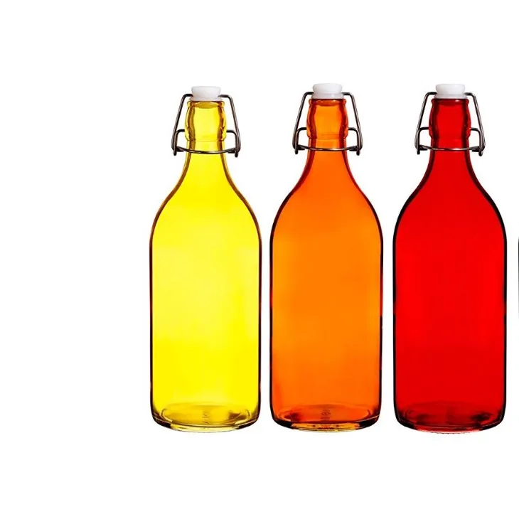 200ml 250ml 500ml 750ml 1000ml Water Juice square Round Glass Bottle with Clip Lock Cap