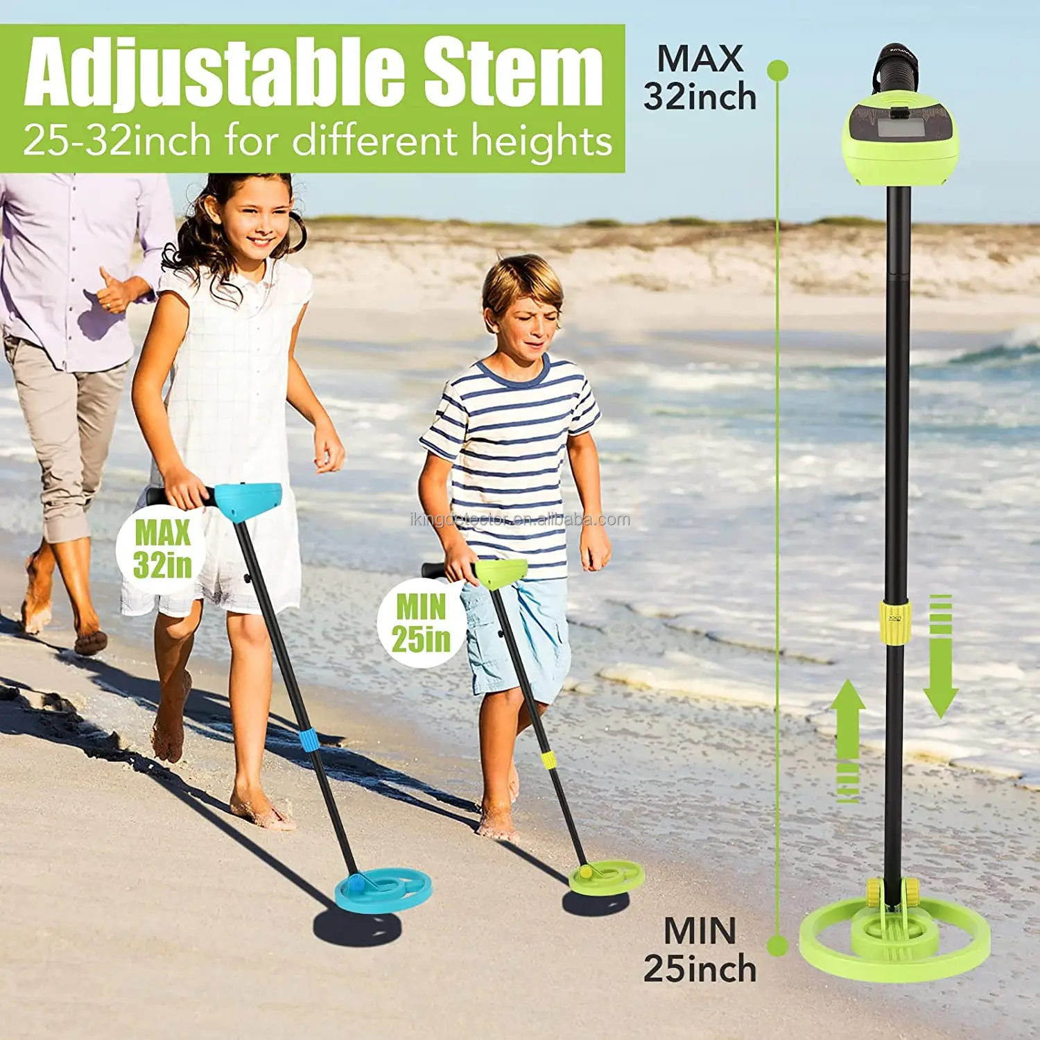 Metal Detector for Kids with 7.5'' Waterproof Coil ＆ 25-32'' Adjustable Stem, Lightweight Gold Detector with LCD Display for Detecting Coin Gold and : Little Experimenter Metal Detector for Kids