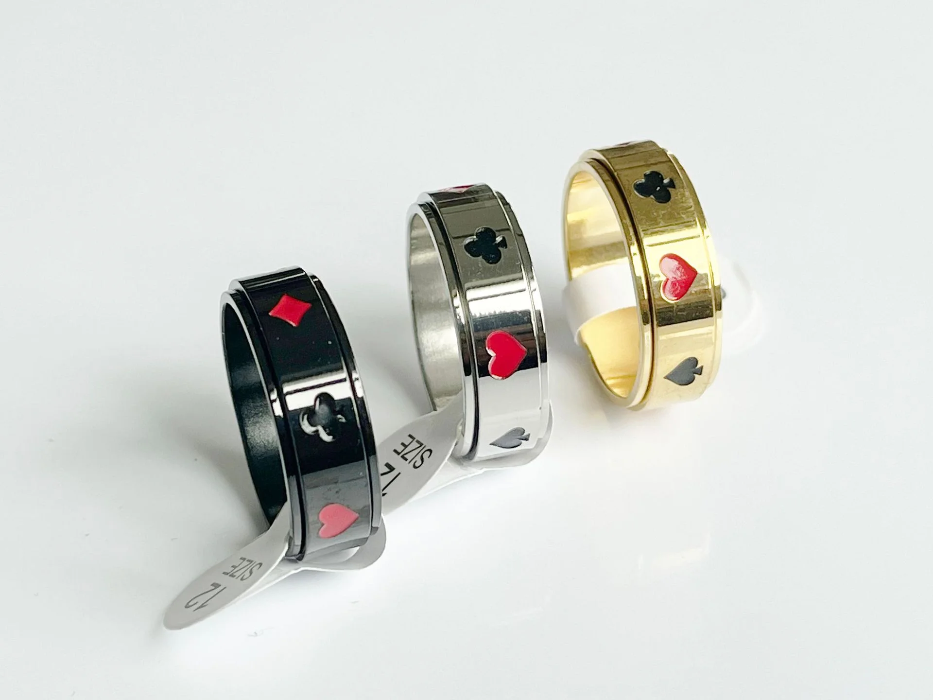 Fashion Men's Spade Block Playing Card Rings Wholesale 316