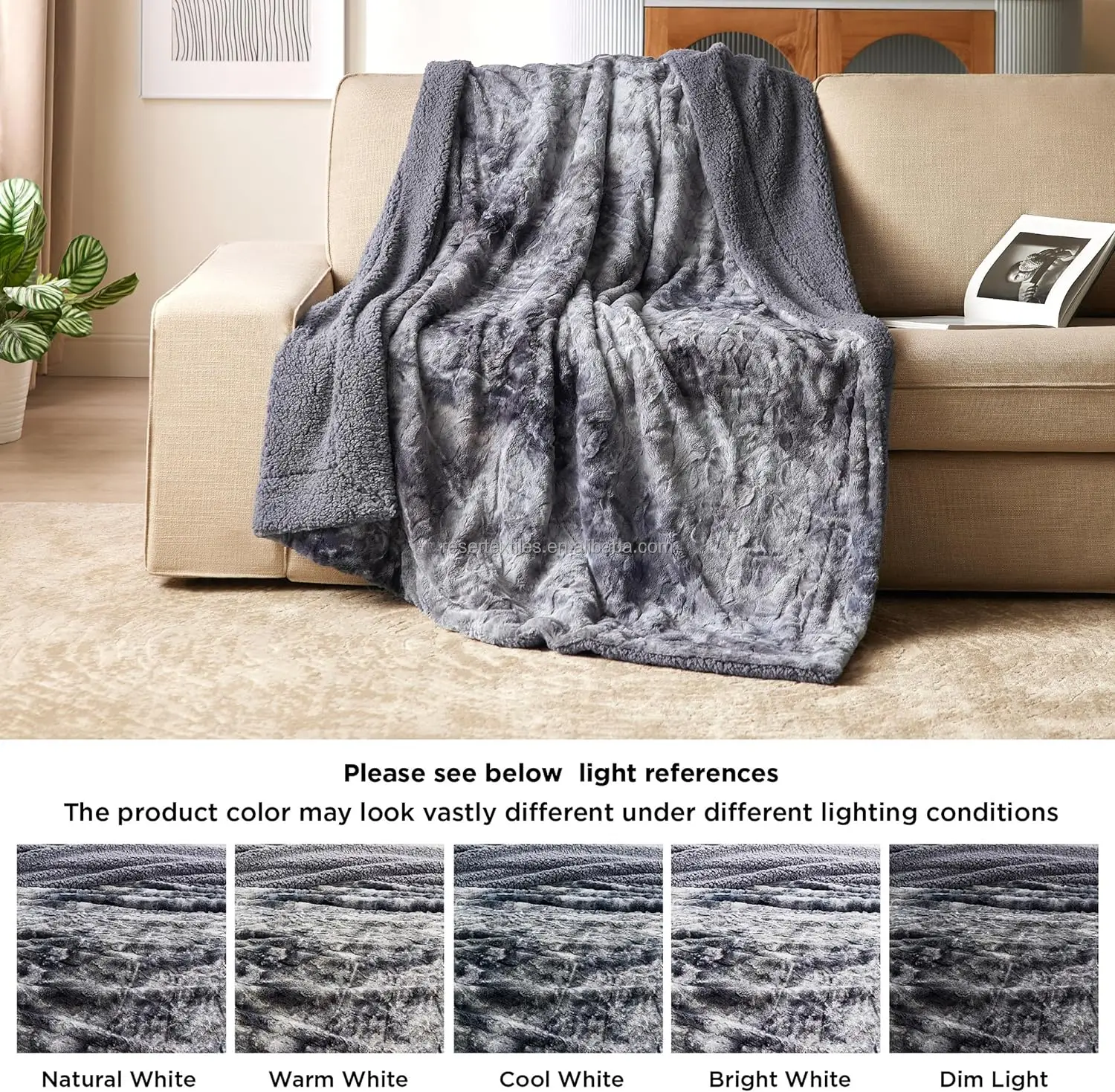 Fluffy Soft Solid Fleece Throw Blanket Anti Dust Mite Sherpa Plush Warm Faux Fur Thick Knitted 100% Polyester Customizable