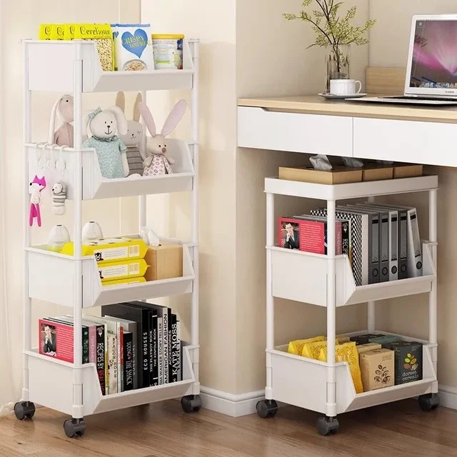 Living Room Kitchen Shelf Floor Multi-Layer Under Table Snack Storage Rack Mobile Trolley Toys Organizing Rack
