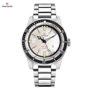 ODM Custom Dome Bow Sapphire Glass PT5000 Movt Steel Bracelet 120 Clicks Bezel 20BAR Diving Mechanical Men Business Watch