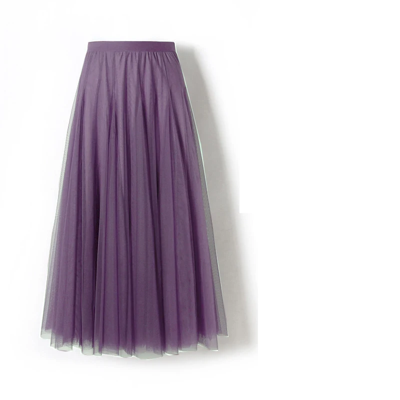 Womens Dresses Fashion High Waist Pleated Tulle Skirt Female Aline
