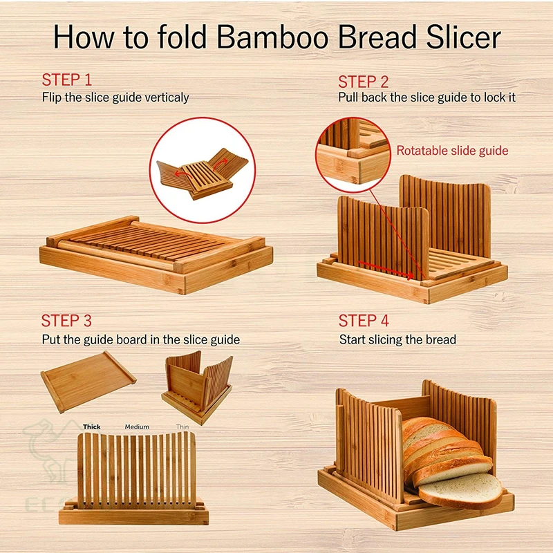 Source Bamboo bread slicer cutter cutting with knife for homemade bread on  m.