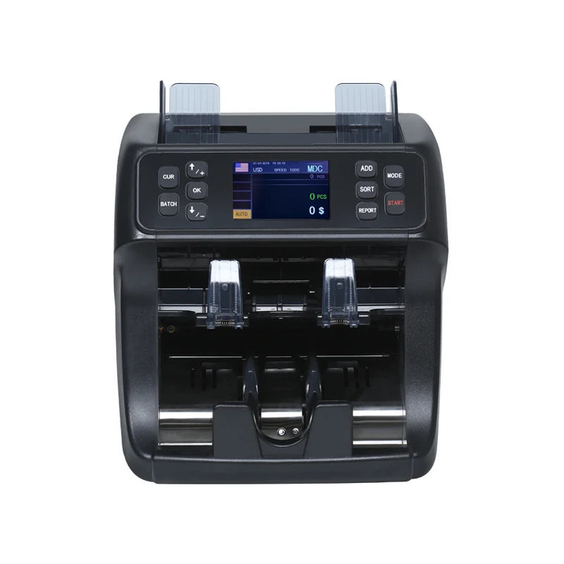 900 футов двухкарманный счетчик счетов стоимостных денег сортировщик с датчиком 2CIS светодиодный дисплей для банковского использования