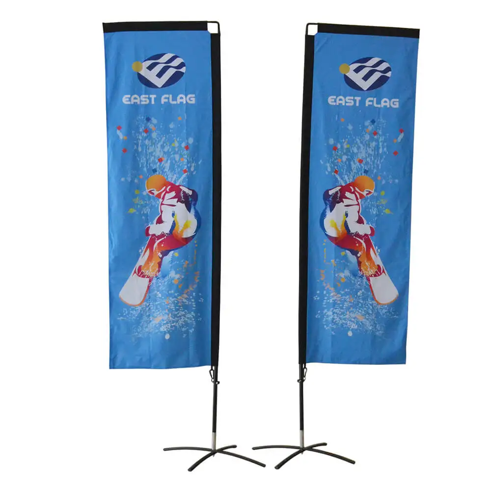Custom Rectangle Flag 5m Watered Base Flagpole Oriflamme Beach Flag Banner with Stand and Telescopic Flagpole for Advertising