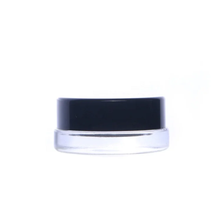 new low profile 3g 3ml CBD herbs package 5g 5ml glass jar with black lid for weed concentrate wax cbd oil eye cosmetic eye cream