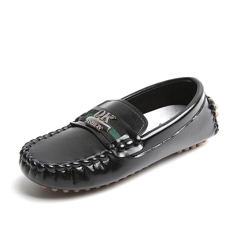 2023 Spring and Autumn New Children Shoes Black Fashion Bean Shoes Boys Soft Sole Black Single Shoes