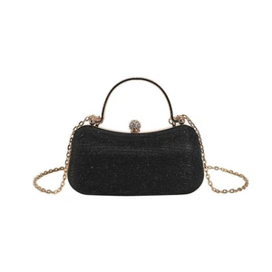 Women's Golden Glitter Clutch Purse Evening Bag for Bridal Wedding Party with Rhinestone Handbag