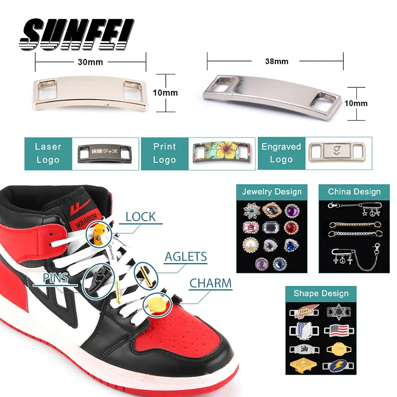 IRun Shoelaces Tag Custom Laser Shoe Laces Charm Lock Sneaker Shoelace Metal Tag Dubrae Metal Pins Badge