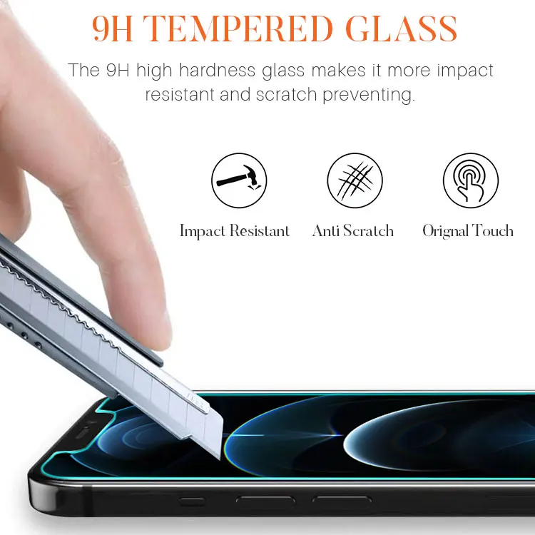 2.5D No Bubble Anti Blue Light UV Protection China Factory Manufacturer 9H 0.3mm Tempered Glass Screen Protector for iPhone 12
