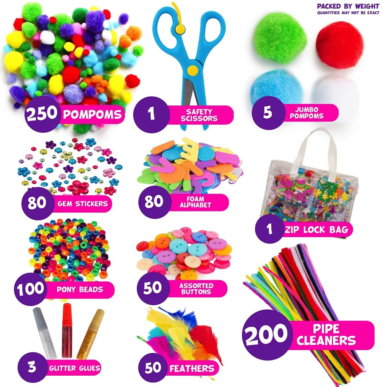 Sundaymot Arts and Crafts Supplies for Kids, 2000+Pcs Craft Kits for Kids,  DIY School Craft Project, Bulk Craft Set, Includes Art Supplies and Oxford