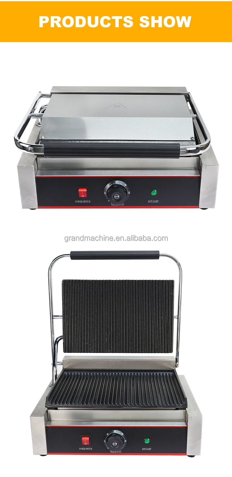 Commercial Equipment Electric Stainless Steel  Sandwich Press Panini Grill Single Head Panini Grill Plate supplier