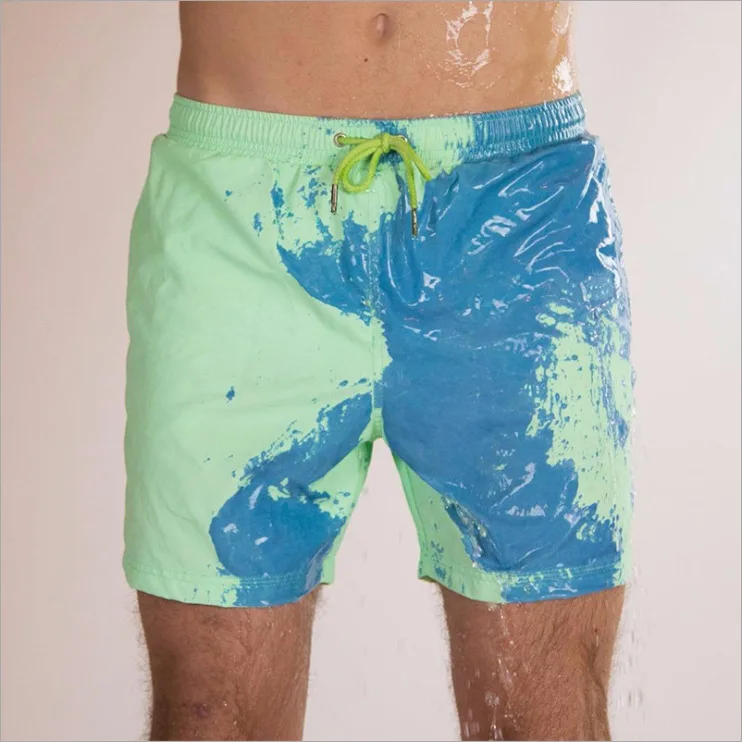 summer mens warm color changing shorts 100 % polyester for men swim beach shorts for men613_voghion.com