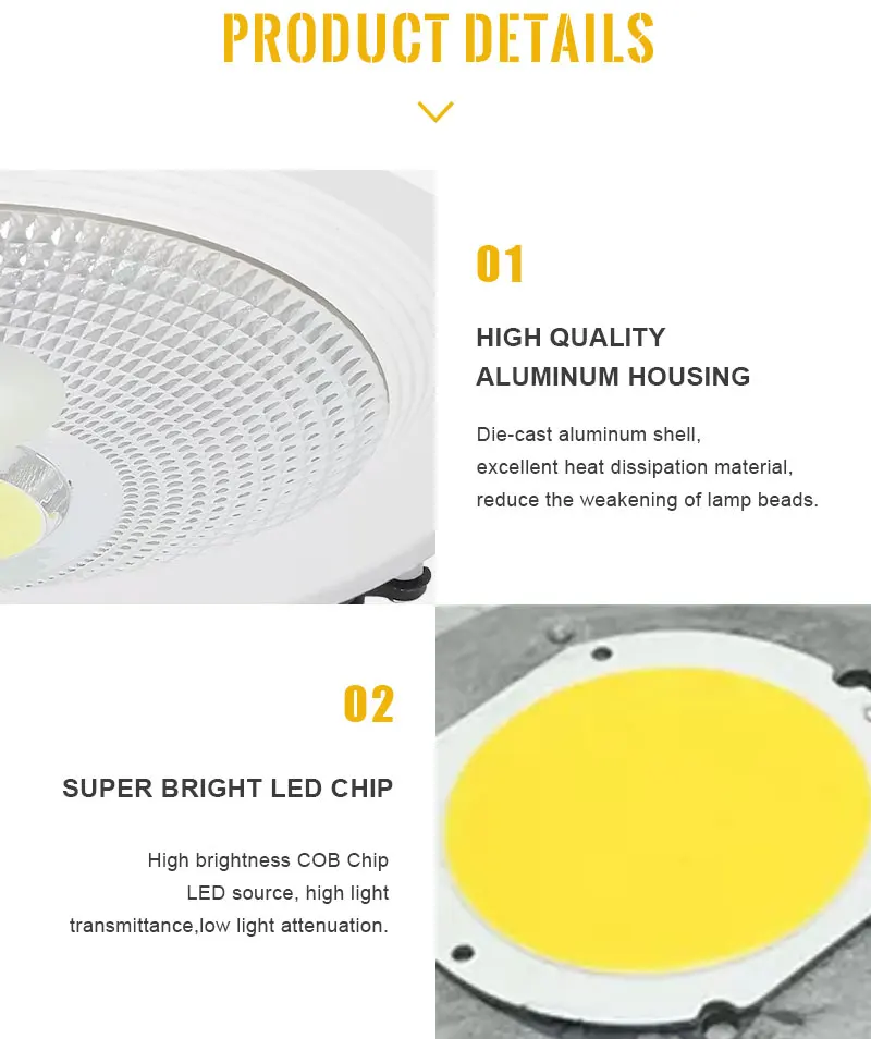 Factory indoor lighting led downlight COB recessed downlight aluminum housing 7W 15W 30W COB led downlight with double colors