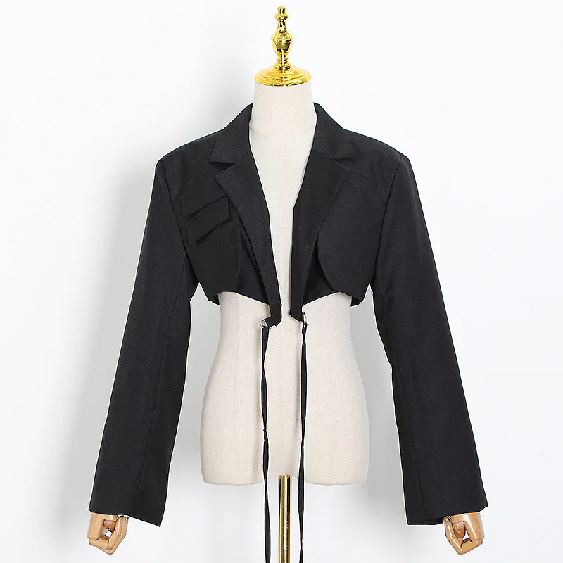 Женский блейзер TWOTWINSTYLE облегающий Блейзер составного кроя с отложным воротником и длинными рукавами 2019