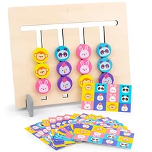 Children's educational toys four color animal logic game two sided wooden Montessori enlightenment teaching aids