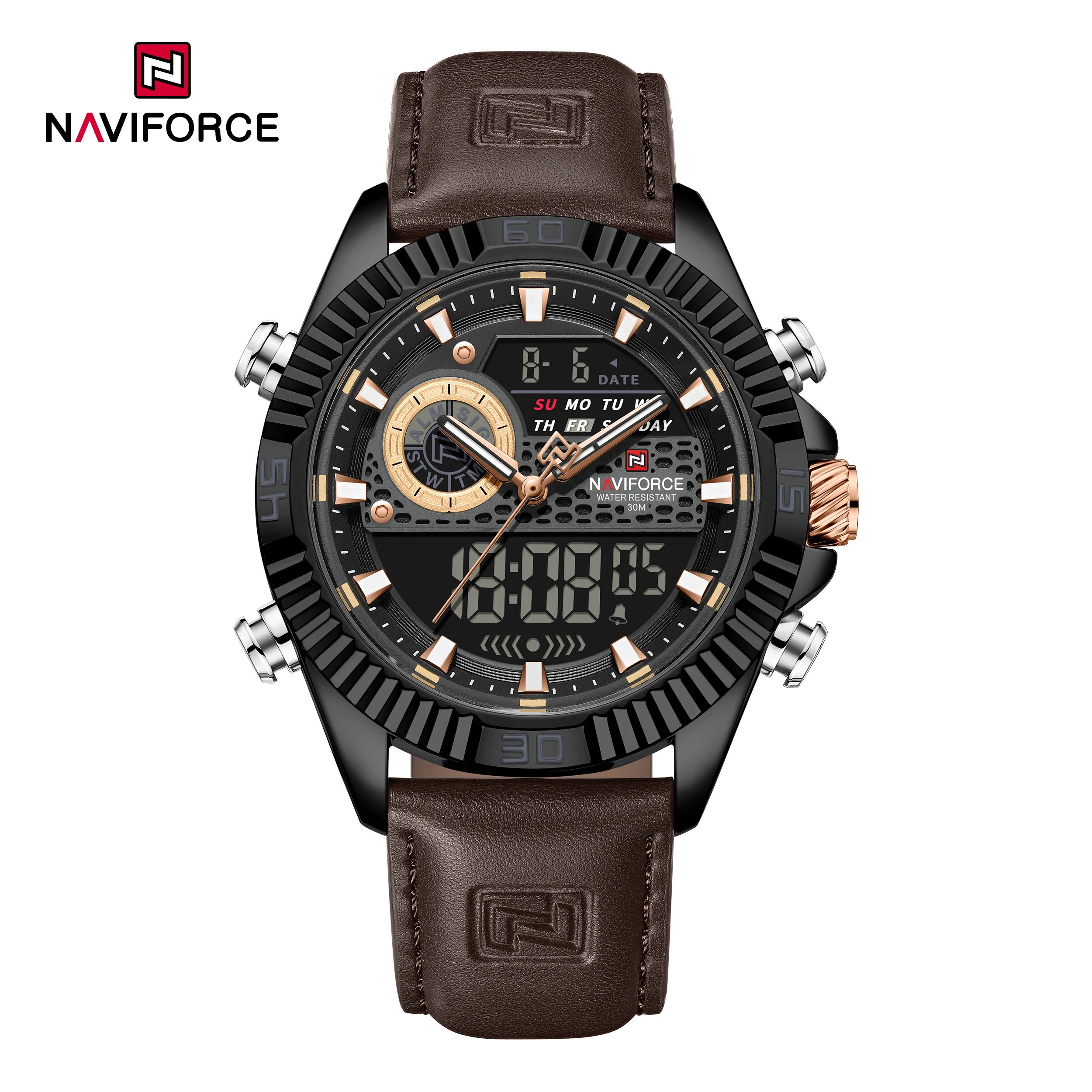 NAVIFORCE Men's Sport Quartz Analog LCD Watch