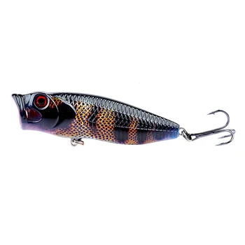 Cheery 80mm 14g Treble Hook Lifelike 3D Printed Color Hard ABS Bait with Topwater Popper Lure Artificial Fishing Popper Bait – Popper – view 5