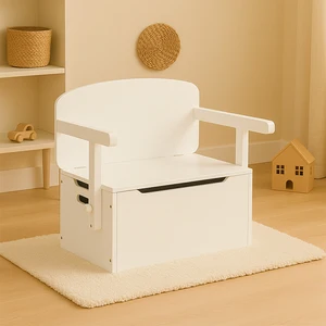 EDULAND Modern White Children's Multi-functional Wooden Cabinet with Hinged Storage Compartments Safe Design