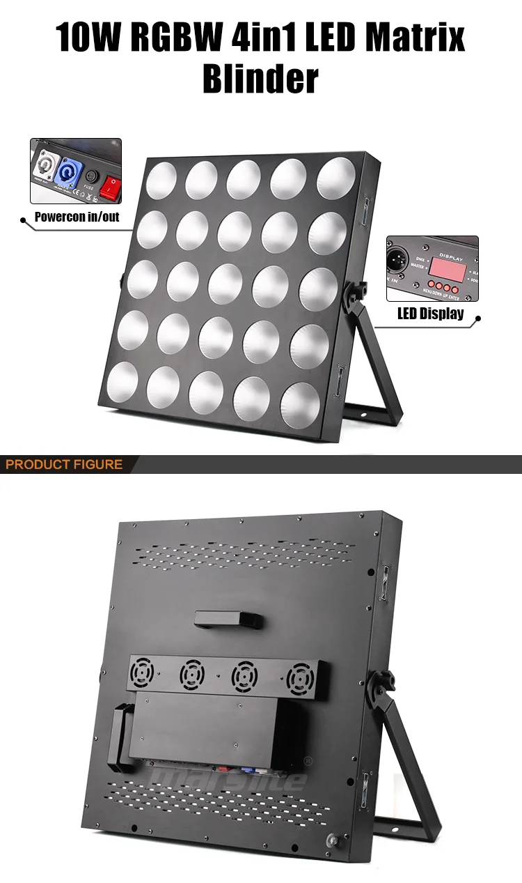 Marslite LED Matrix Blinder Light 25x10w RGBW COB Matrix DMX Blinder Background Stage Light