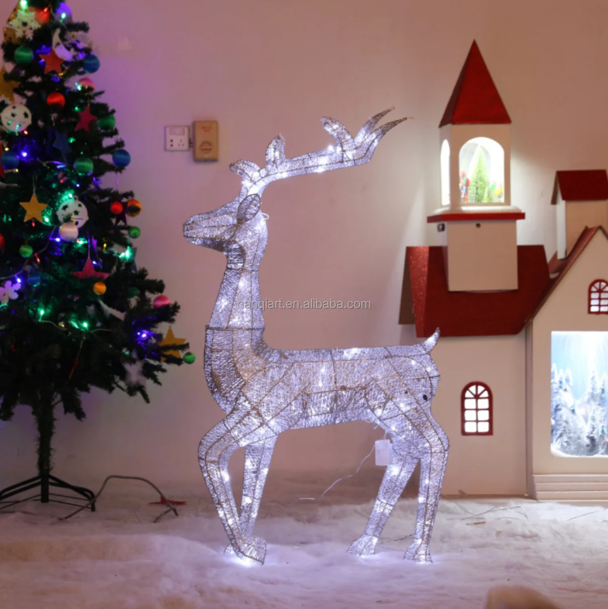 2024 New Model Life Size Deer Statue Metal Frame Led Light Christmas   Hf242e9209d6e417db71332b71925108c3 