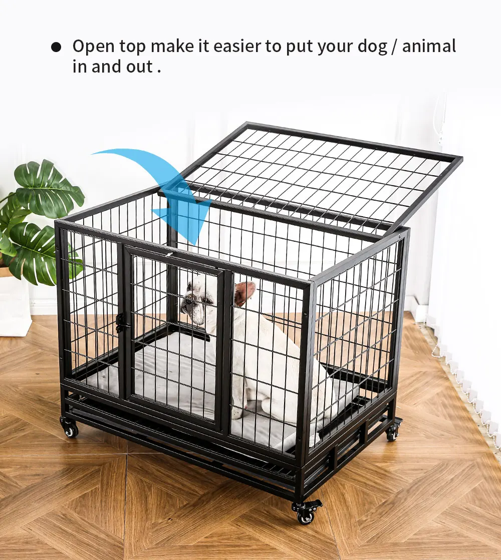 Metal Wire Folding Open Top Dog Cage Professional Dog Kennels Heavy