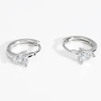 DQ11353E Genuine 925 Sterling Silver Simple Romantic Love Heart Hoop Earrings for Women Party Wedding Jewelry Gift Hoop Earrings