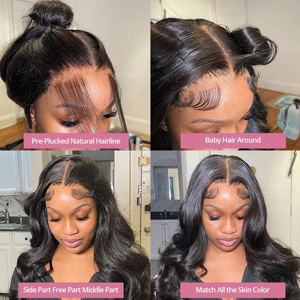 Parrucca frontale in pizzo Body Wave da 30-40 pollici, densità 250%, parrucca frontale in pizzo trasparente HD da donna, parrucca in pizzo con capelli umani a onda sciolta a 360°_voghion.com