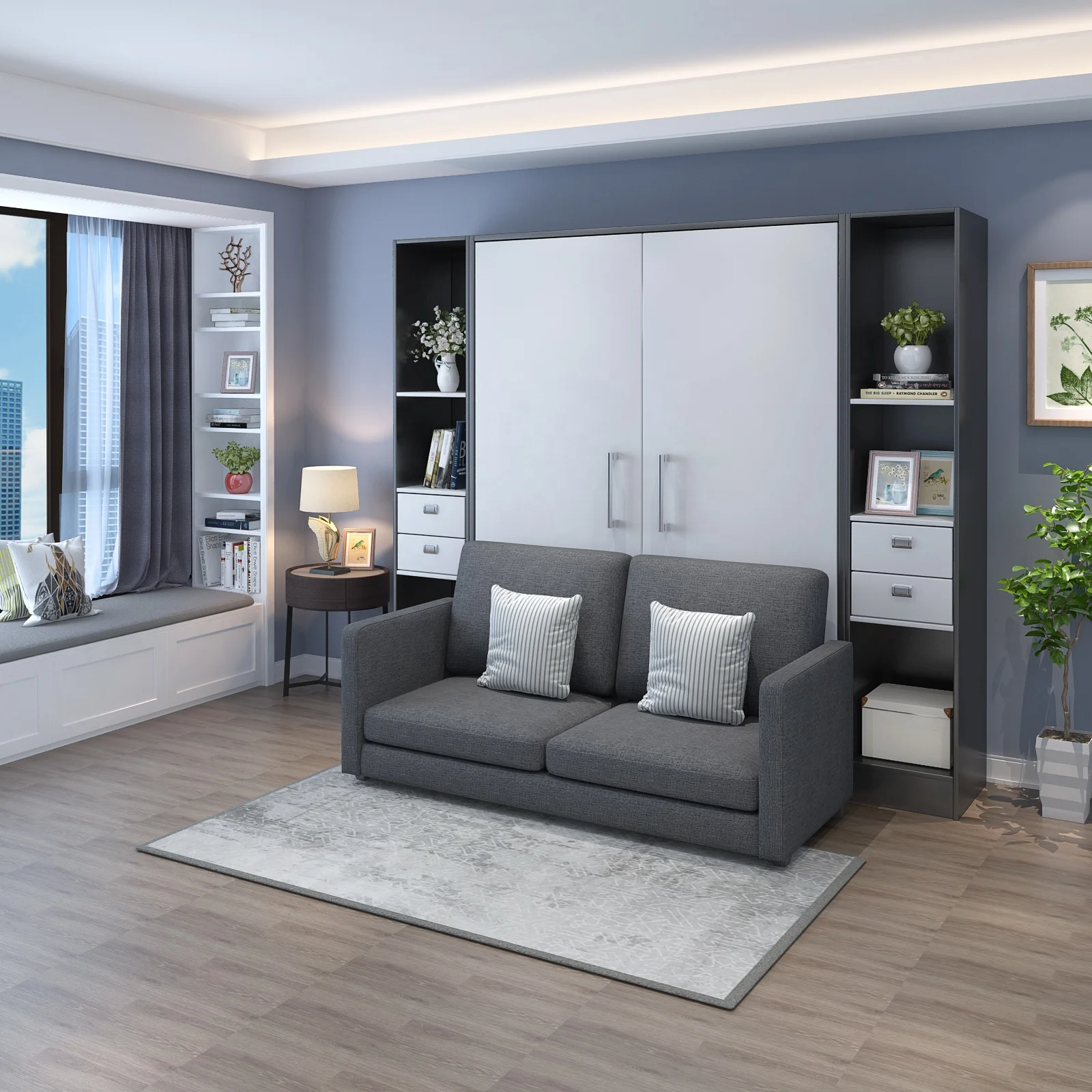 Manual Vertical Murphy Bed Hardware Kit Space Saving Folding Wall Bed Mechanism With Sofa Connector