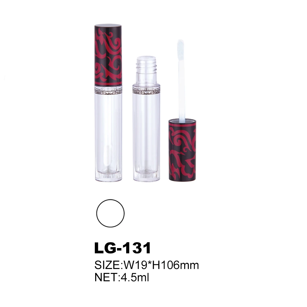 2021 custom round white empty lipgloss container creative pink lip gloss packaging tube with wand brush