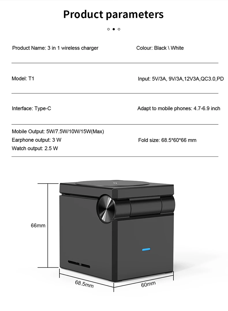 2025 New Products Cube Magnetic Foldable 3 in 1 Portable Charging Station 3in1 Wireless Charger