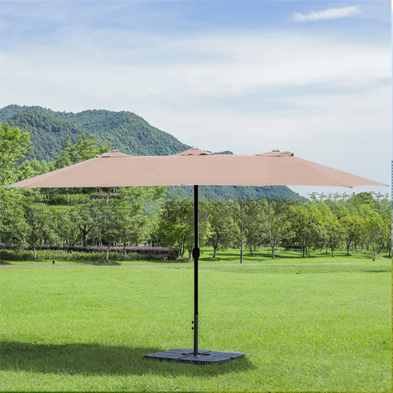 Regional specialties in hot sale 2.7m*4.6m double side umbrella tan color outdoor garden parasol