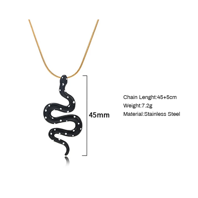 Fashion Jewelry Black White Cobra Snake Pendant Stainless Steel ...