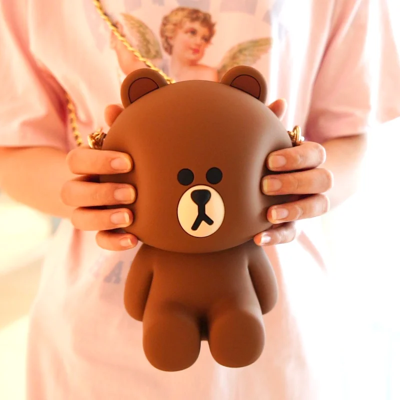 NEW Cute LINE FRIENDS Mediheal Brown Bear Yellow Pouch Bag Makeup Travel  Pens