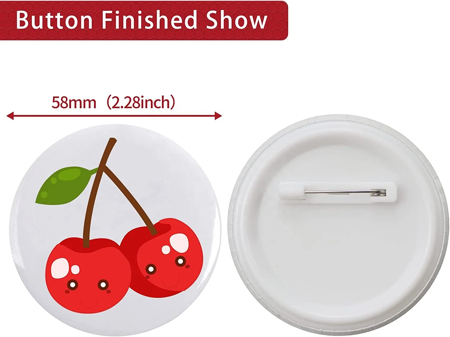 58mm(2.25 Inch)Button Maker Machine Pin Button Making Badge Press Machine Kit with 200pcs Button Parts and Circle Cutter