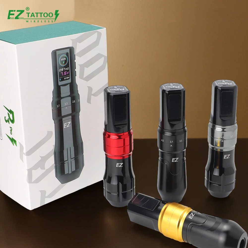 EZ Tattoo P3 Pro Matte Grip Adjustable Stroke Length Permanent Wireless Tattoo Pen Machine with Bluetooth Connection