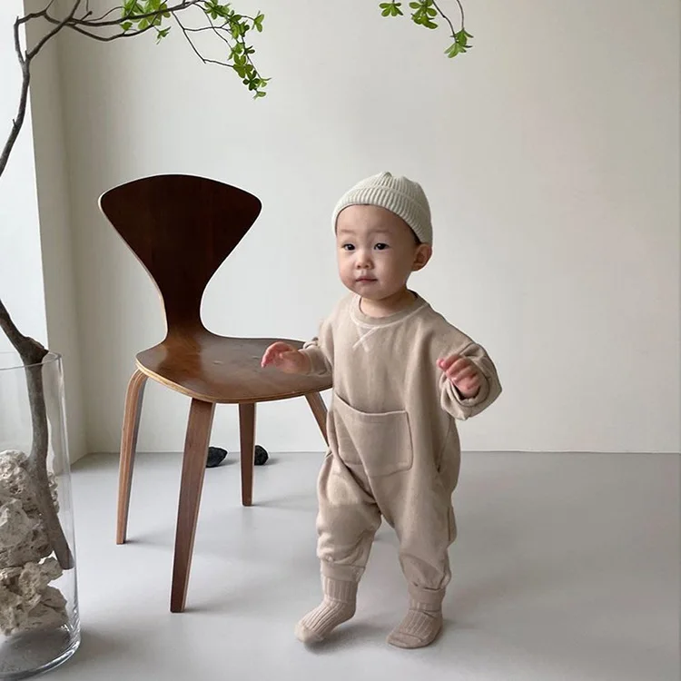Autumn And Winter Infant Clothes Long Sleeve Baby Heavy Pocket Romper